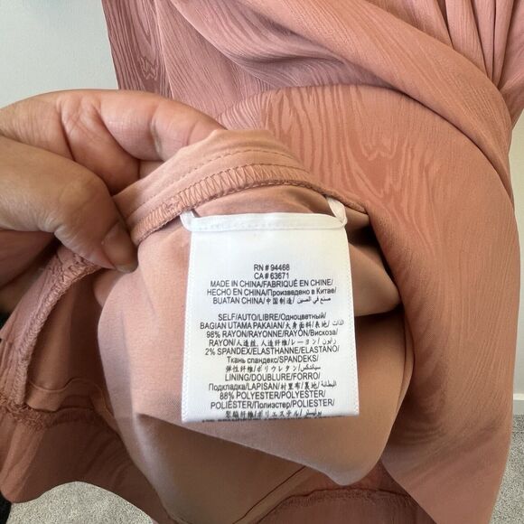 BCBGMAXAZRIA Cameo Faux Wrap Dress Cocktail Pink Bow Detail Coquette Size 6 - Picture 13 of 15